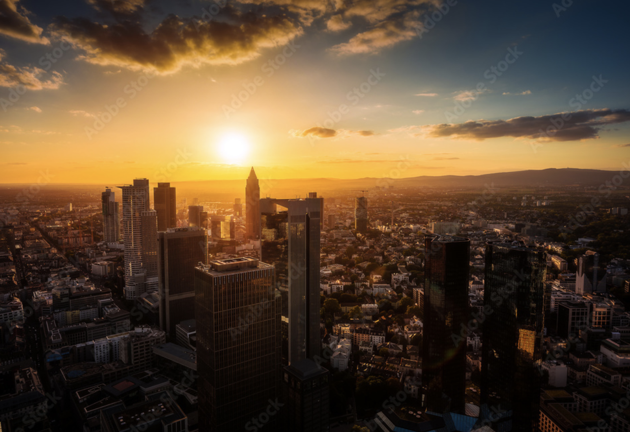 Stock Foto of Frankfurt's Skyline during Sunset